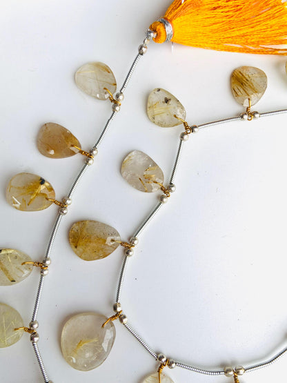 Natural Golden Rutile Rose Cut Slices Cabochons – Free Form Faceted Flat Back Gemstones