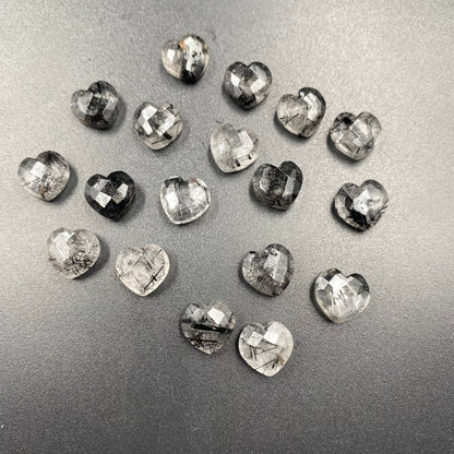 Natural Black Rutile Heart Shape Gemstone, Size 10mm, Hand Carved Heart Shape Gemstone Briolette's, Loose Gemstone For Jewelry, SKU-BBI339