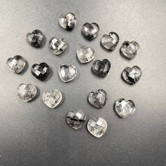 Natural Black Rutile Heart Shape Gemstone, Size 10mm, Hand Carved Heart Shape Gemstone Briolette's, Loose Gemstone For Jewelry, SKU-BBI339