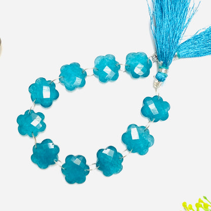 10 Pieces Teal Quartzite Faceted Double Drilled Gemstone Beads, Cloud Shape Gemstone, Drilled gemstone, Hand Carved Gemstone Size 14X15X6mm
