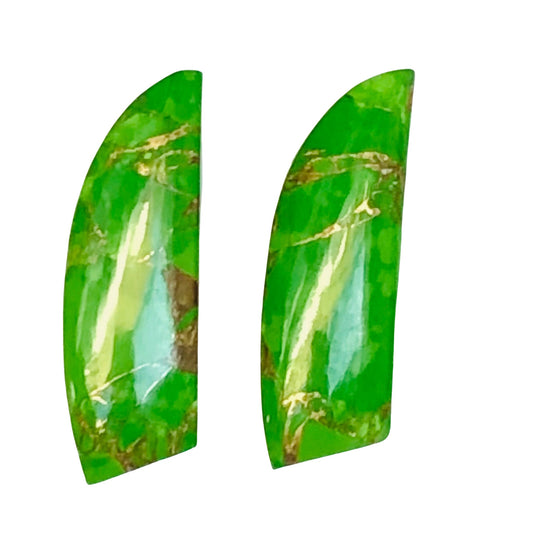 1 Pair Green Copper Turquoise Smooth Fancy Cut Shape Gemstone, Size 10X32mm, Matching Pair Briolette, Earring Making Gemstone, SKU - BBI296
