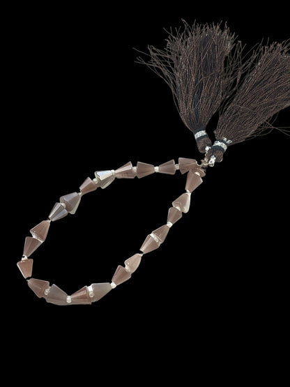 7 Inches NATURAL chocolate moonstone Faceted ,Fancy Shape Gemstone Cabochon Center Drill Beads Line | Genuine Moonstone | Gemstone Beads