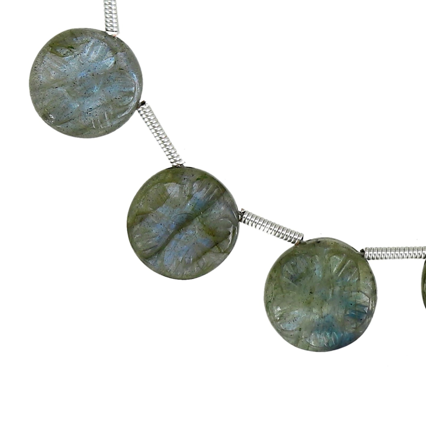 Natural Labradorite Carved Fancy Beads - 10 Pcs AAA Gemstone