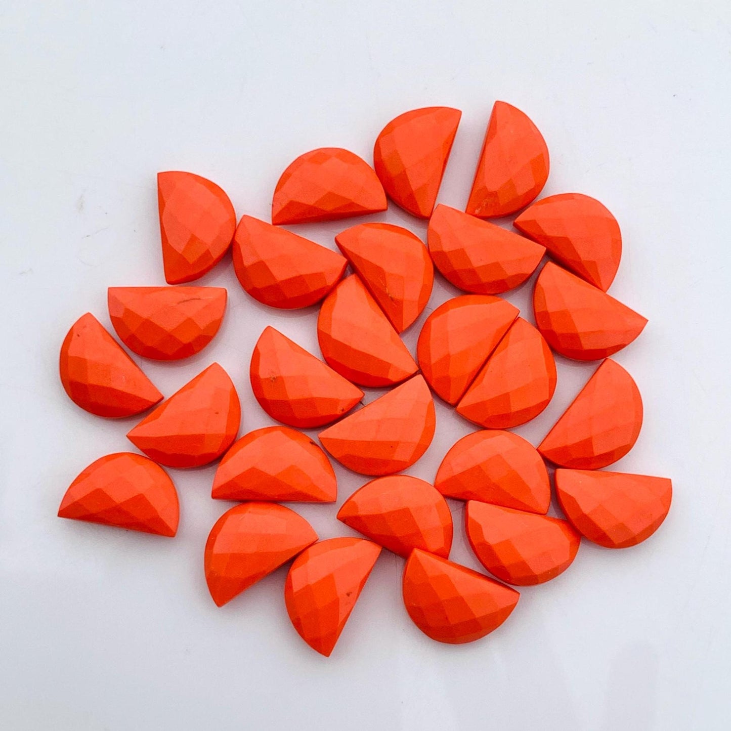 Synthetic Red Coral Semi circle Faceted Half Moon "D Shape gemstone Beads, Size 10x16 mm Carving Gemstone Beads For Jewelry gift for her
