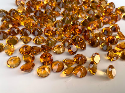 Natural Citrine Faceted Round Shape Cut Stone CALIBRATED Loose Stone Cut Round Jewelry Making Semi Precious Cut stone for ring gift for her