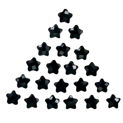 2 Pieces Natural Black Onyx Hand Carved Star Shape Briolette, Star Shape Gemstone For Jewelry, Star Shape Briolette's 10 mm