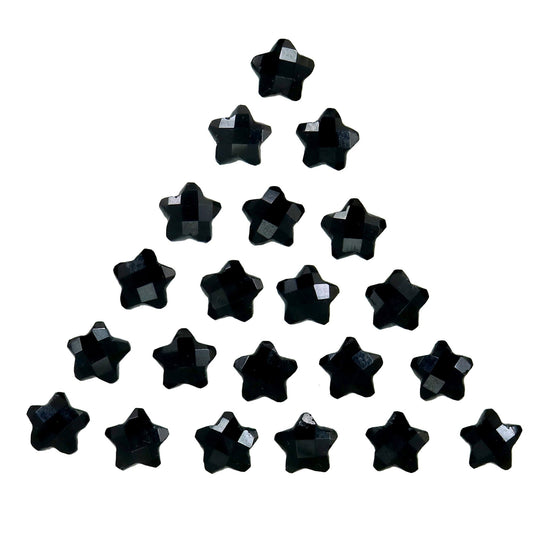 2 Pieces Natural Black Onyx Hand Carved Star Shape Briolette, Star Shape Gemstone For Jewelry, Star Shape Briolette's 10 mm