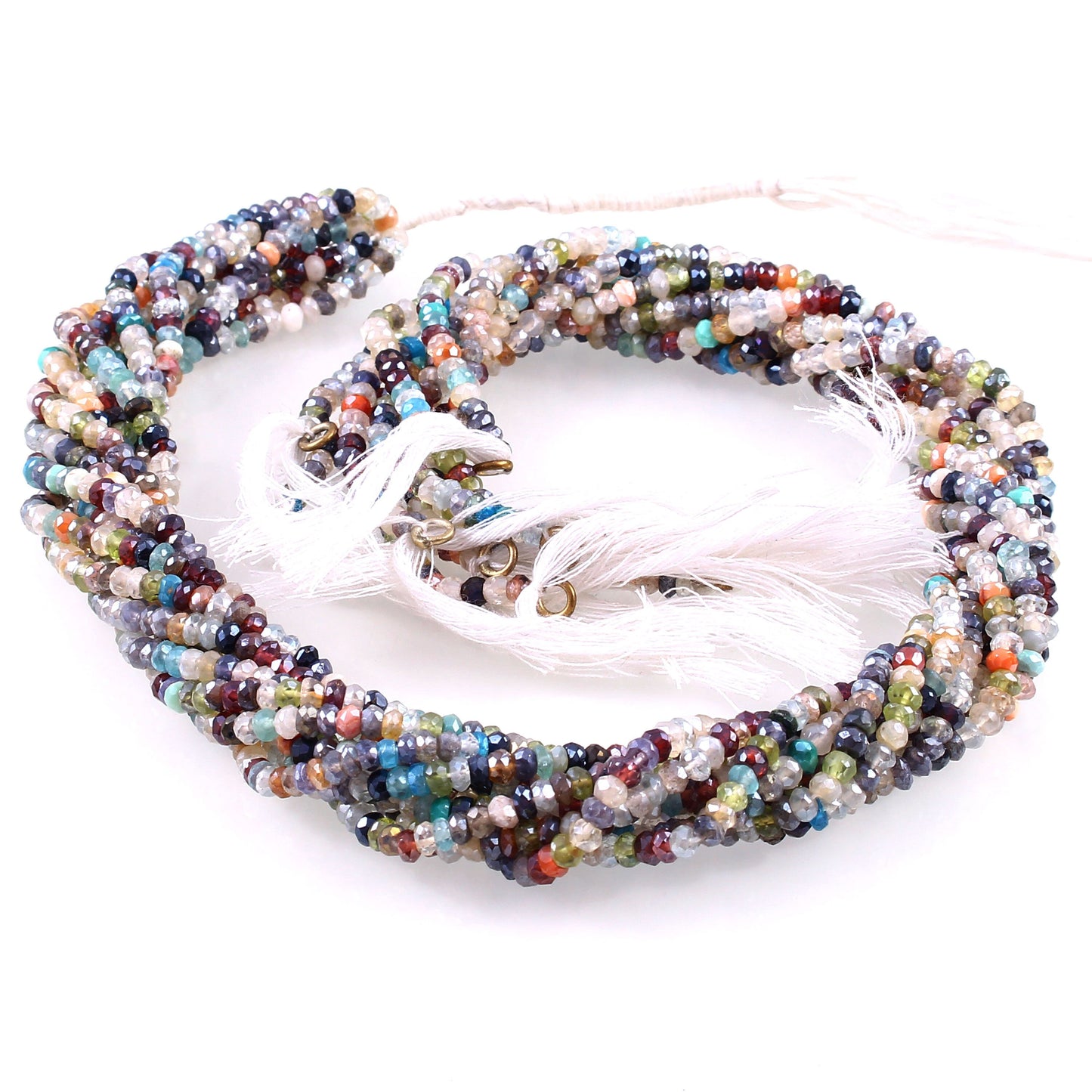 Natural 3mm-3.5mm Multi Gemstone Rondelle Beads Necklace, Faceted Gemstone Necklace For Women, Handmade Gift Premium Quality Beads Jewelry