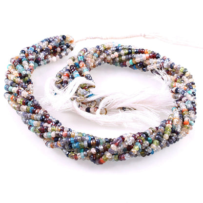 Natural 3mm-3.5mm Multi Gemstone Rondelle Beads Necklace, Faceted Gemstone Necklace For Women, Handmade Gift Premium Quality Beads Jewelry