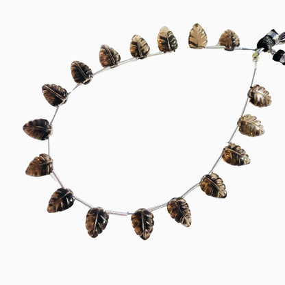 16 pcs Natural Smoky Quartz Leaf Shape Carved Gemstone Beads Briolette , Amethyst Gemstone Beads jewellery , Carved Beads ,  BBI1109