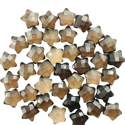 2 Pieces Natural Smoky Quartz Hand Carved Star Shape Briolette's , Star Loose Gemstone For Jewelry , Star Shape Briolette 10 mm SKU-BBI127