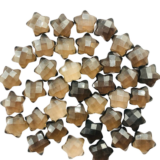 2 Pieces Natural Smoky Quartz Hand Carved Star Shape Briolette's , Star Loose Gemstone For Jewelry , Star Shape Briolette 10 mm SKU-BBI127
