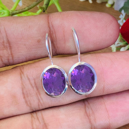 Purple Amethyst Earrings ~ Sterling Silver and Vermeil Gold ~ Dainty Simple Jewelry ~ February Birthstone Gift for Mom ~ E-0043