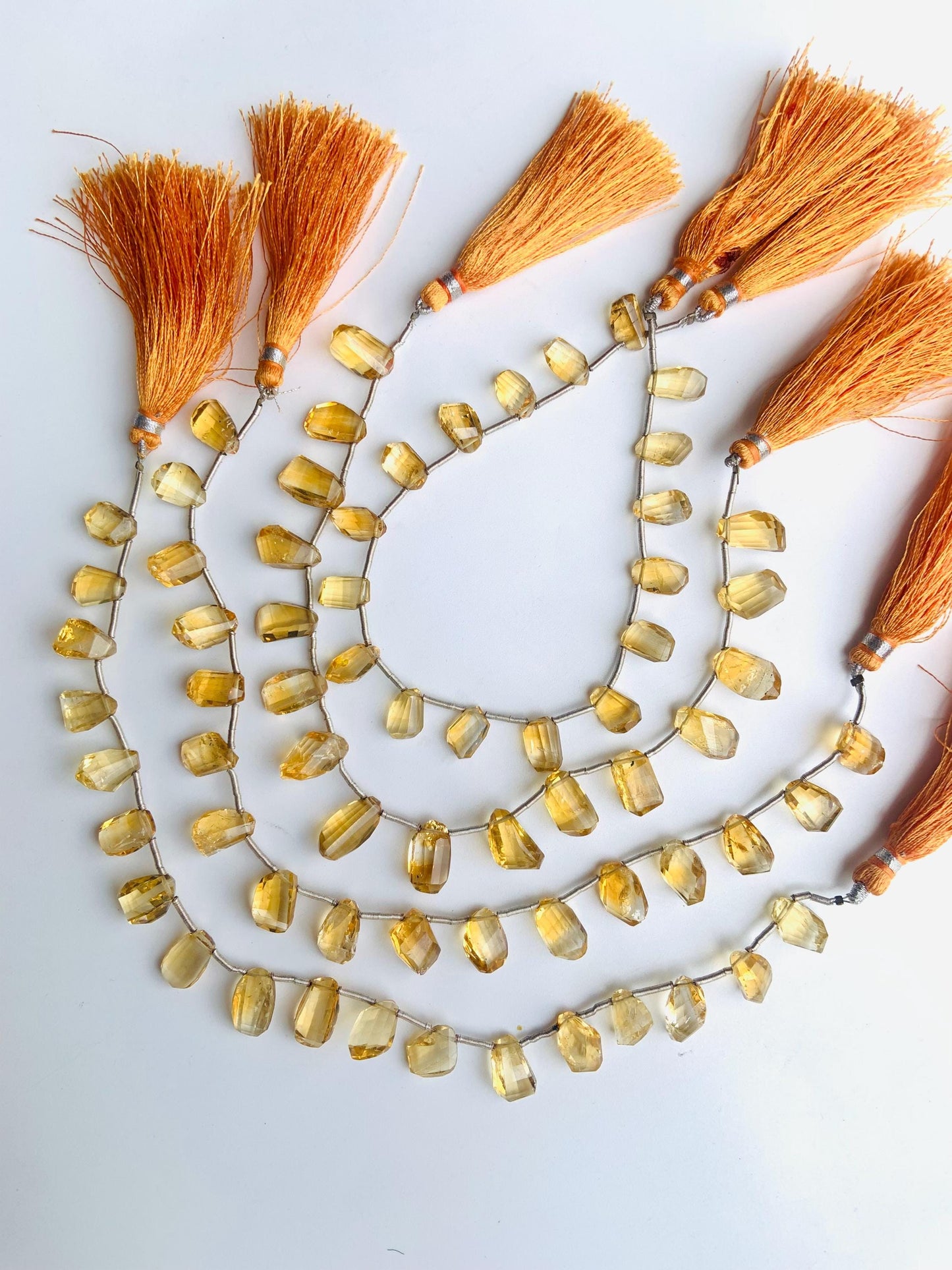 Natural Citrine Freeform Nugget Beads 12–14mm Faceted Side Drill