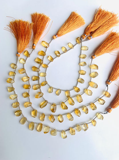 Natural Citrine Freeform Nugget Beads 12–14mm Faceted Side Drill