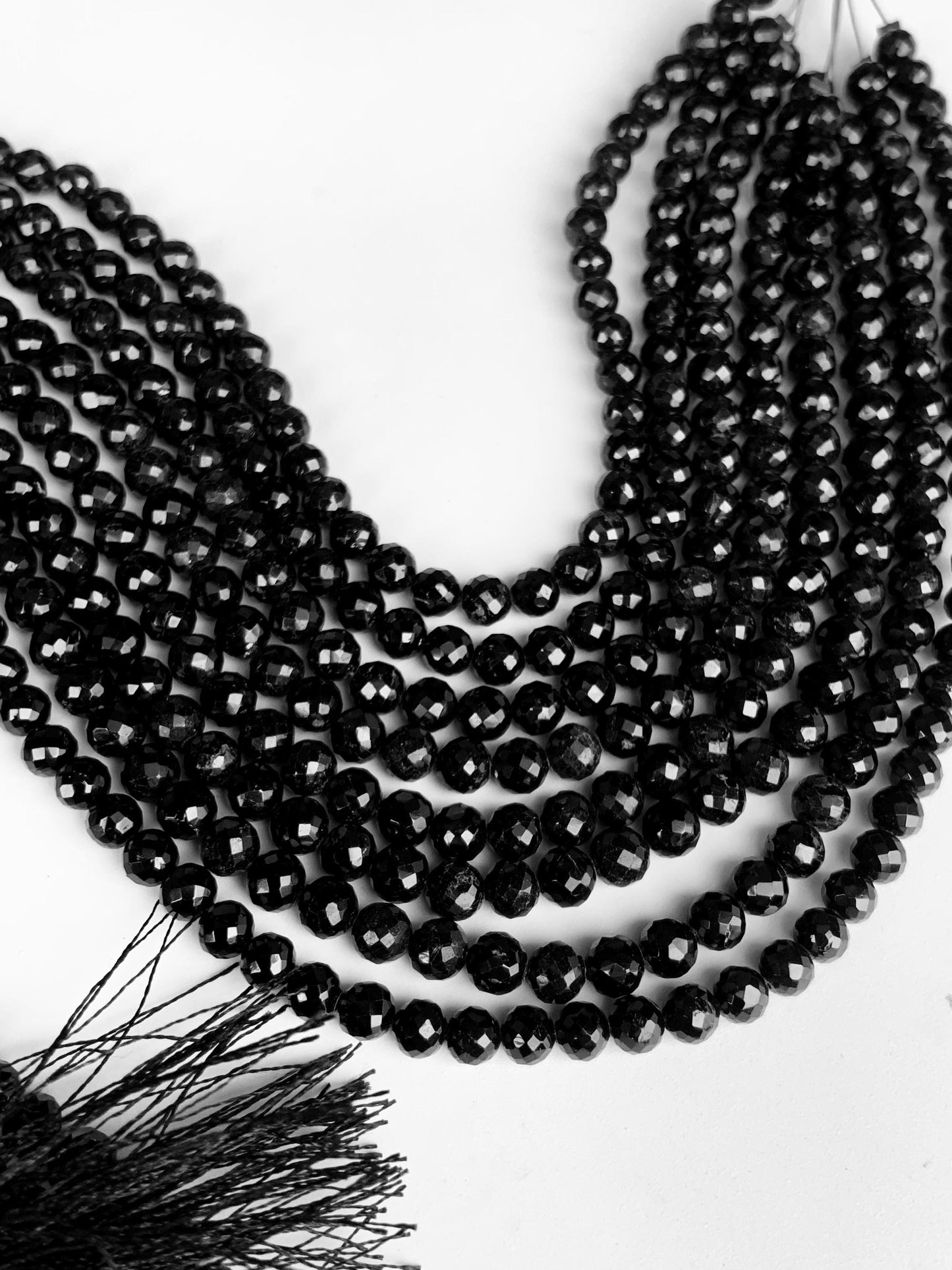 Natural Black Spinel Faceted Rondelle Beads | 5mm | 13 Inch Strand