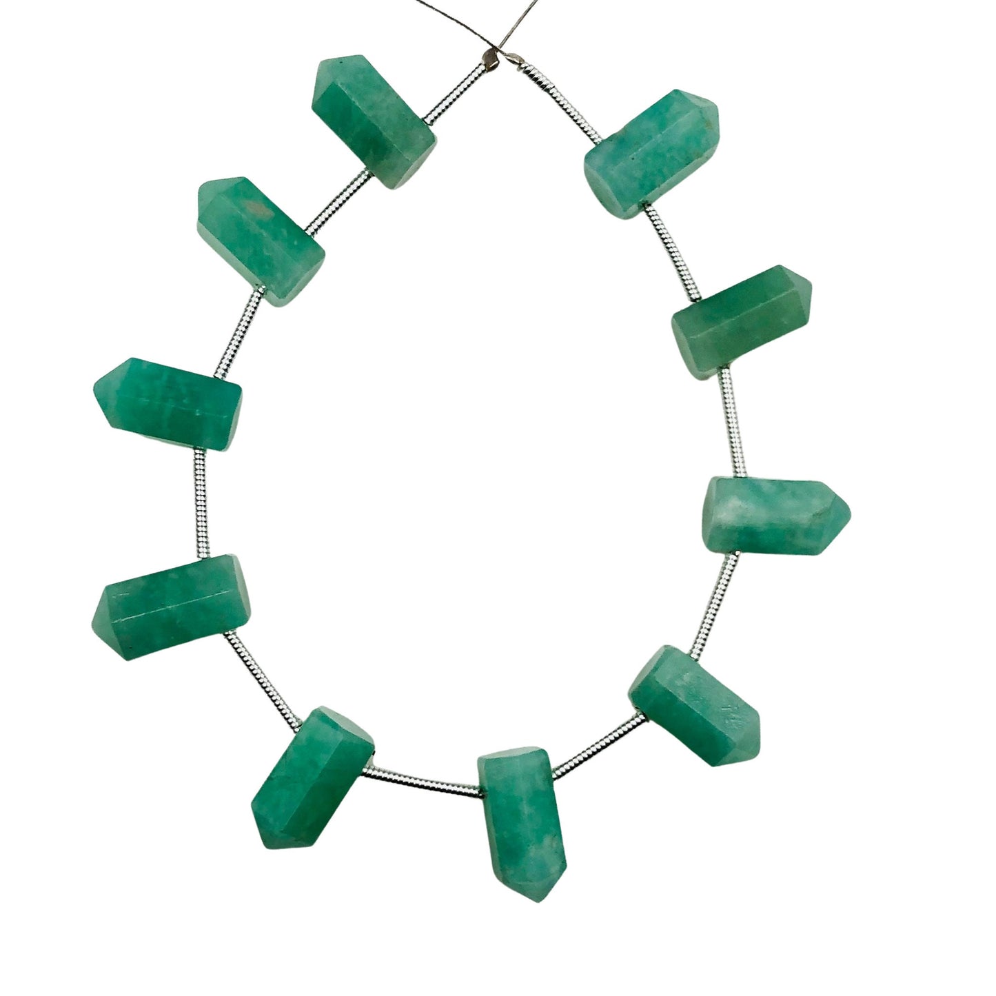 10 Pieces Natural Amazonite Faceted Pencil Shape Gemstone, Size 6x12mm, One Side Point Pencil Fancy Briolette, SKU- BBI735
