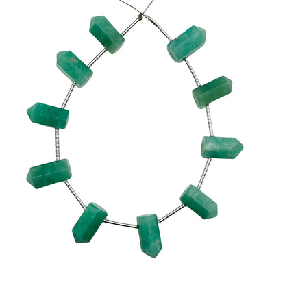 10 Pieces Natural Amazonite Faceted Pencil Shape Gemstone, Size 6x12mm, One Side Point Pencil Fancy Briolette, SKU- BBI735