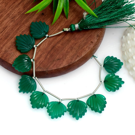 Natural Green Onyx Slot Carved Fancy Briolette Beads 15 mm 10 Pcs