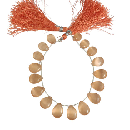 Peach Monalisa Smooth Pear Shape Gemstone Briolette, Side Drilled Pieces, Teardrop Shape Strand, Jewelry Supplies , SKU-BBI708