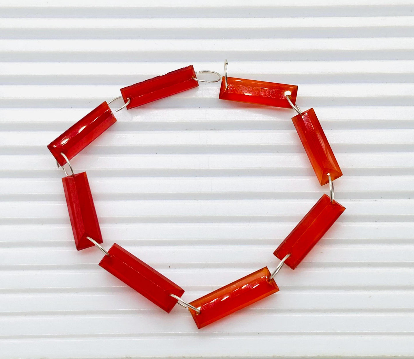 Natural Carnelian Baguette Step-Cut Faceted Beads 20x6x4mm – 10 Pieces Both-Side Face Drill