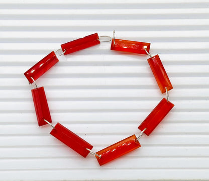 Natural Carnelian Baguette Step-Cut Faceted Beads 20x6x4mm – 10 Pieces Both-Side Face Drill
