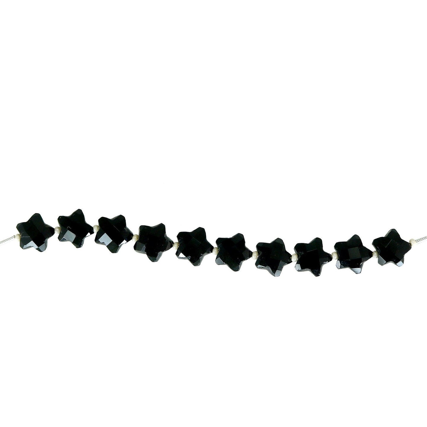 Black Onyx 10mm Star Beads | Faceted Gemstone Jewelry Beads | 10 Pieces