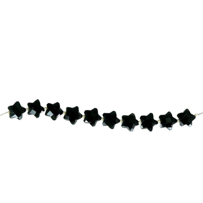 Black Onyx 10mm Star Beads | Faceted Gemstone Jewelry Beads | 10 Pieces