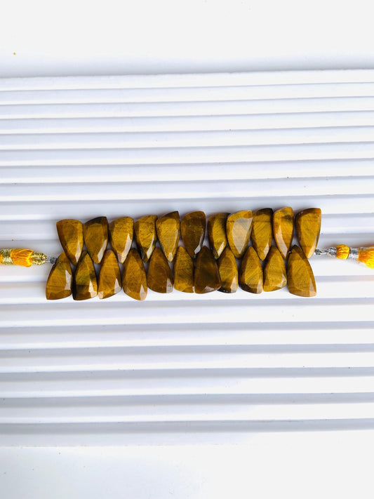 4 Inches Natural Tiger eye Sail Crown Cut Gemstone Side drill Beads, Fancy shape Gemstone Briolette Size 8x16mm to 9x18mm gift for her