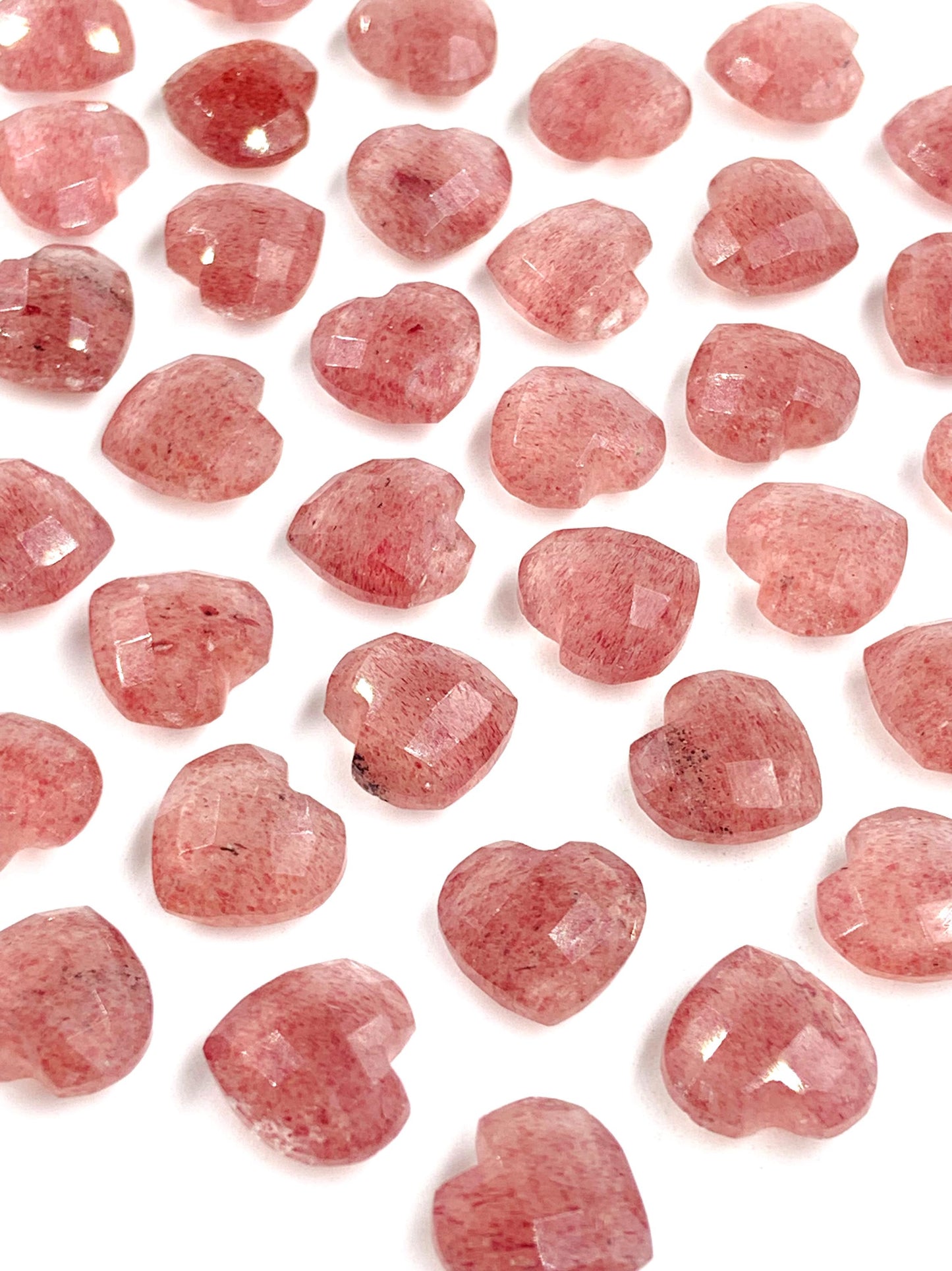 Premium Red Strawberry Quartz Faceted Carved Heart Shape Loose Gemstone Beads, Carved Heart Shape Gemstone Briolette, Bead For Women BBI331