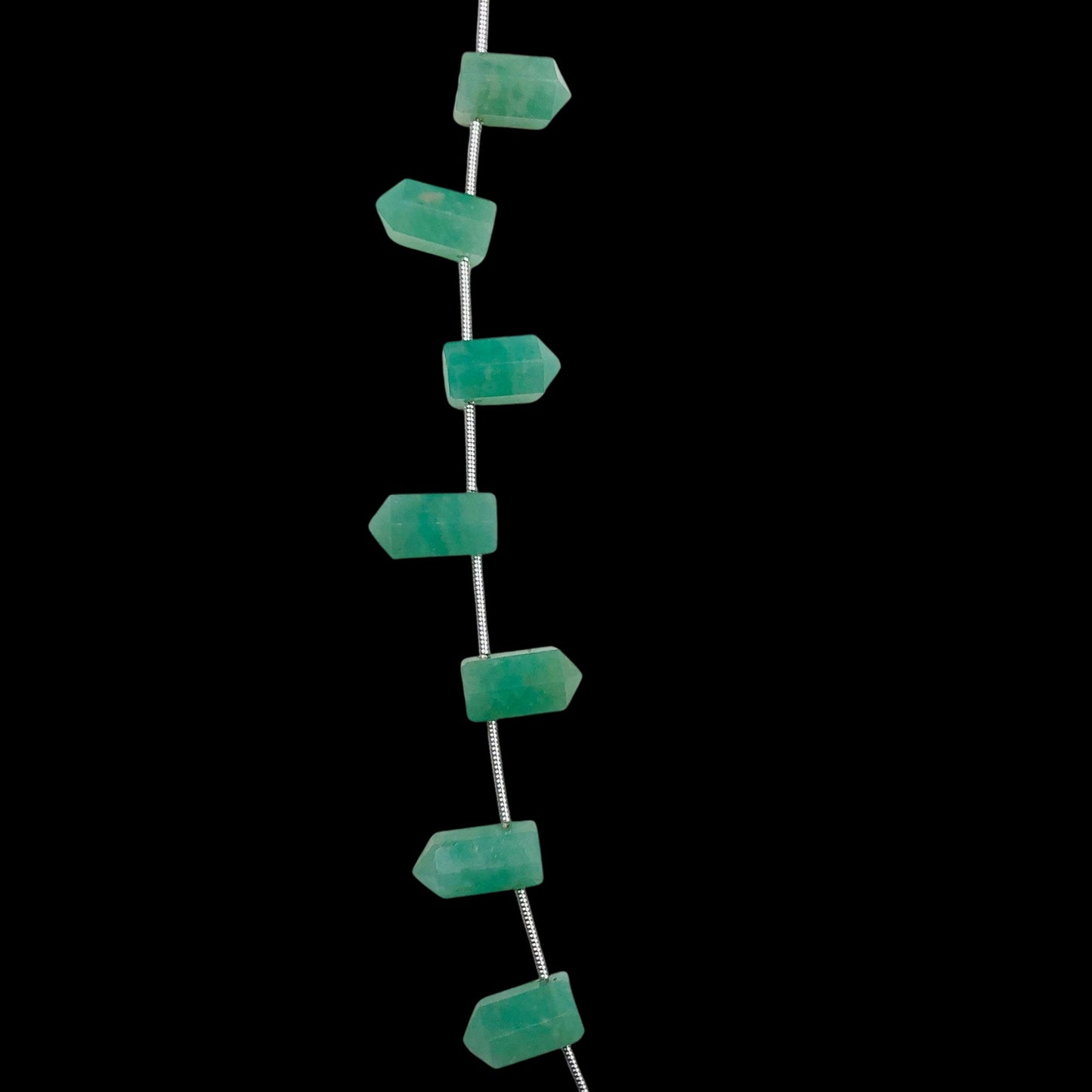 10 Pieces Natural Amazonite Faceted Pencil Shape Gemstone, Size 6x12mm, One Side Point Pencil Fancy Briolette, SKU- BBI735