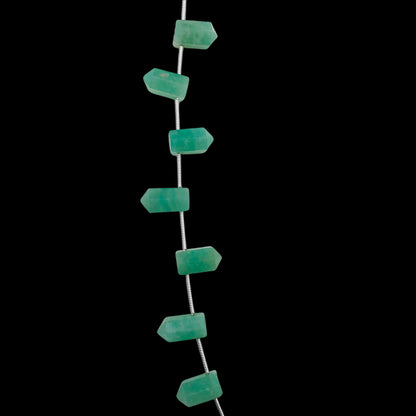 10 Pieces Natural Amazonite Faceted Pencil Shape Gemstone, Size 6x12mm, One Side Point Pencil Fancy Briolette, SKU- BBI735