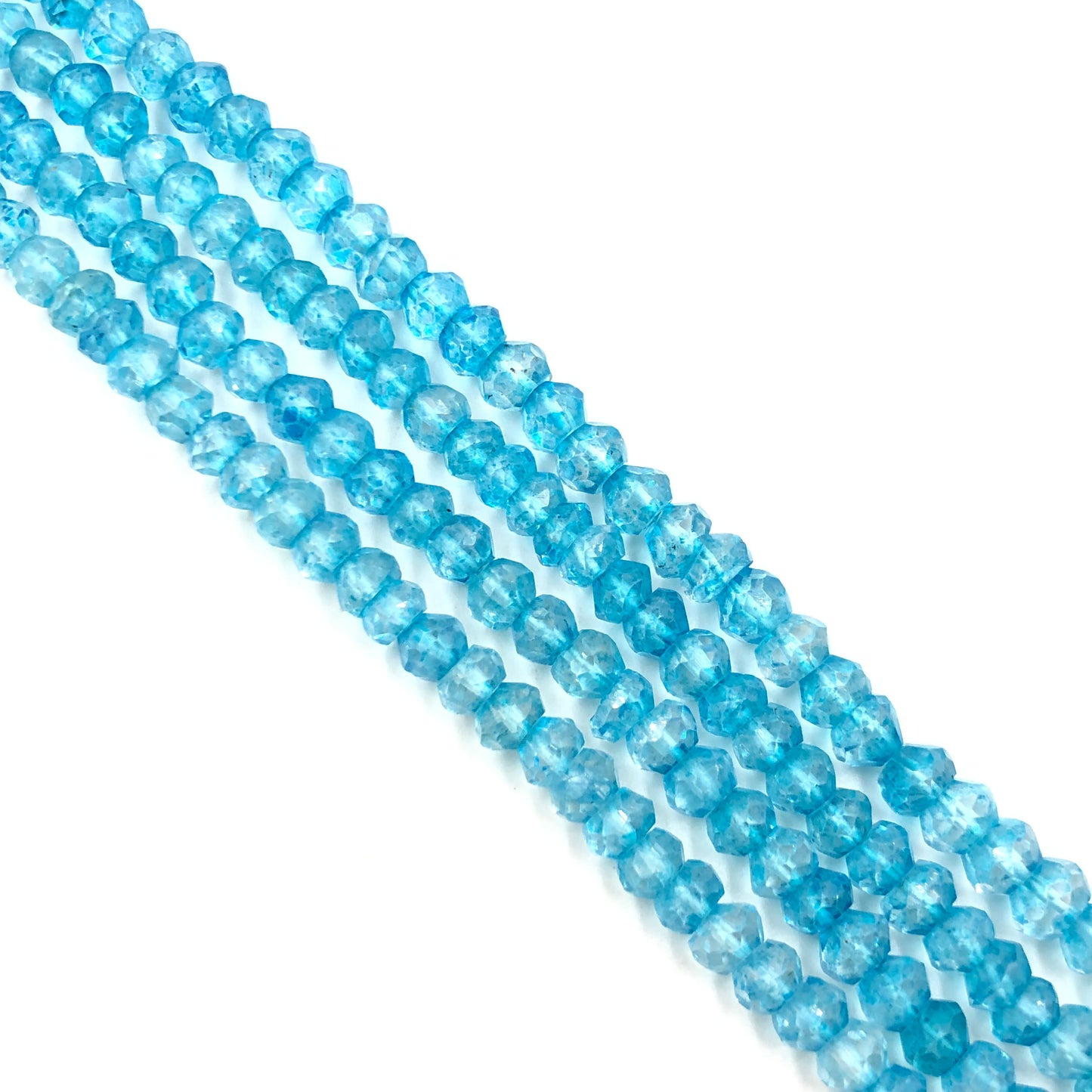 Natural Neon Apatite Faceted Rondelle Beads , Neon Blue Apatite Beaded , Size 4mm To 5mm, 13"Inches Strand, Beads For Jewelry, SKU-BBI542