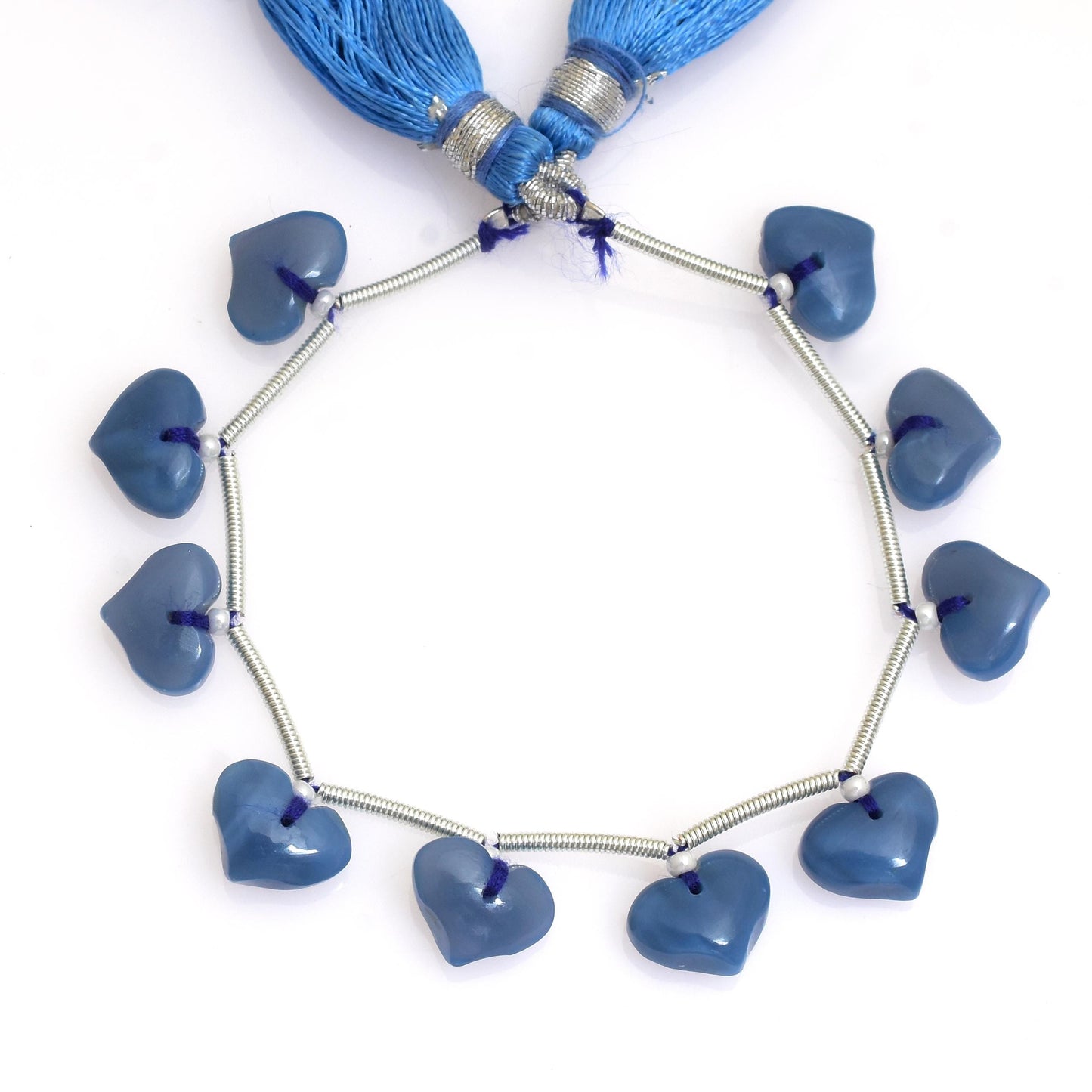 Natural Blue Opal Smooth Heart Briolette Face Drill Beads 8x10mm