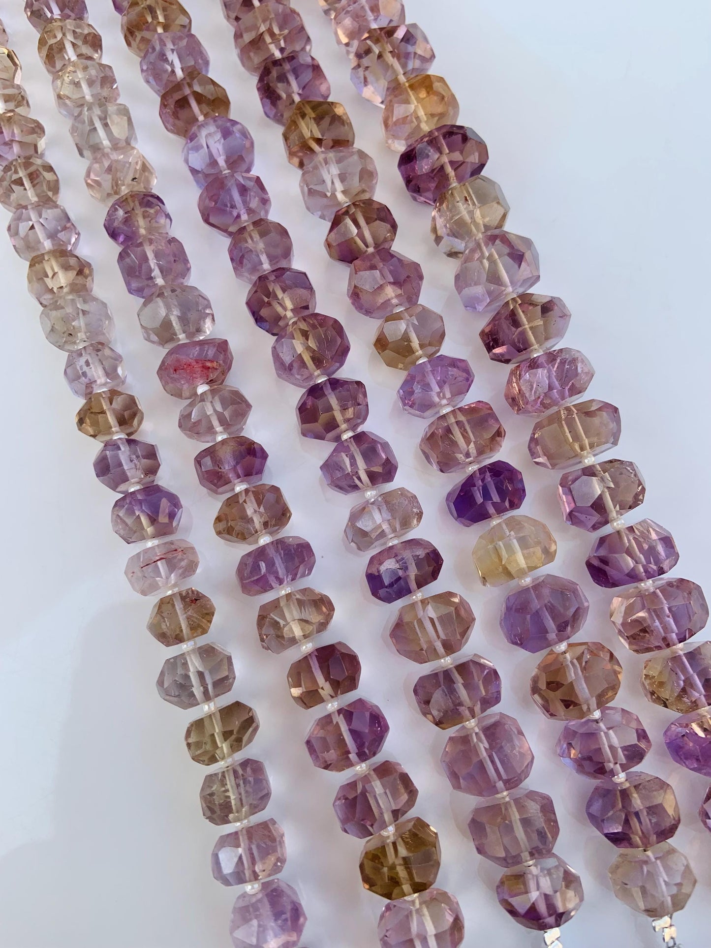 Natural Ametrine Faceted Tumble Cubes Center Drill Natural Gemstone Beads Ametrine Faceted Beads | Ametrine Cube beads | 8 Inches Strand