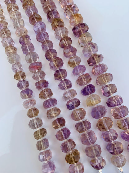 Natural Ametrine Faceted Tumble Cubes Center Drill Natural Gemstone Beads Ametrine Faceted Beads | Ametrine Cube beads | 8 Inches Strand
