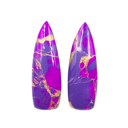 1 Pair purple Copper Turquoise Smooth Long Trillion Gemstone, Size 10x31mm, Matching Pair Briolette, Earring Making, SKU - BBI1017