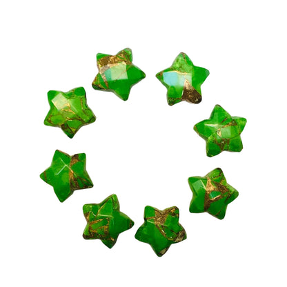 2 Pieces Green Copper Turquoise Faceted Star Shape Gemstone, Size 10mm, Hand Carved Briolette, Loose Gemstone For Jewelry Making, SKU-BBI136