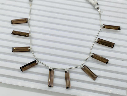 10 Pieces Natural Smoky Quartz Baguette Step cut Faceted Gemstone beads Size 20X6X4mm Gift for her and jewelry making BBI1136