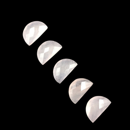 2 Pieces Pink Quartzite Faceted D' Shape Gemstone, Size 10mmx16mm, Hand Carved Briolette, Half Moon Shape Gemstone, Quartzite Beads, SKU-226