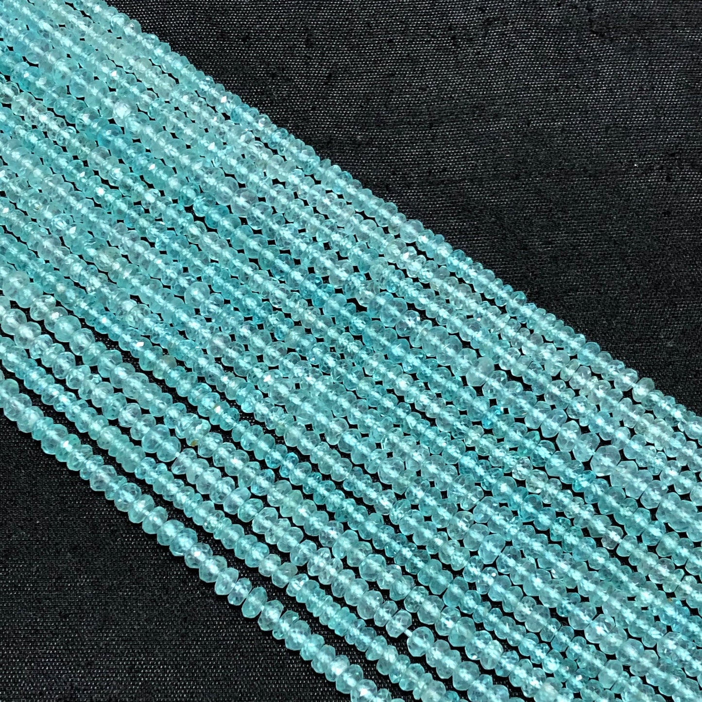 Natural apatite faceted rondelles , 4mm apatite rondelles , AAA Quality apatite Beads , 14" Long 3 to 4mm Apatite Rondelles SKU-BBI561
