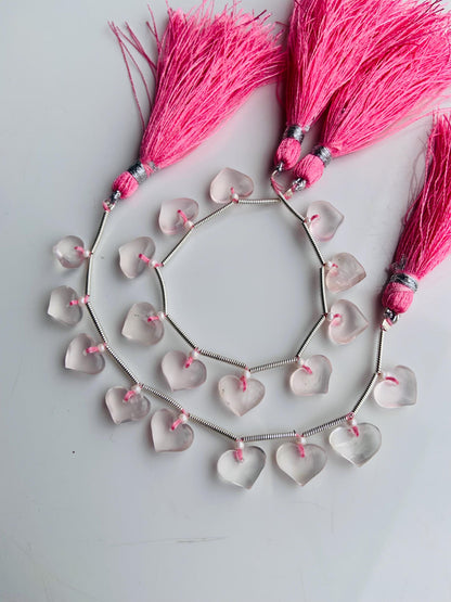 10 Pcs Natural Rose Quartz smooth heart shape face drill gemstone Fancy shape Briolette gemstone bead for jewelry Size 8x10x5 gift for her