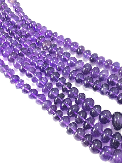 Natural Amethyst Smooth Rondelle Beads 16 Inch Strand Genuine Gemstone Jewelry Making Supplies