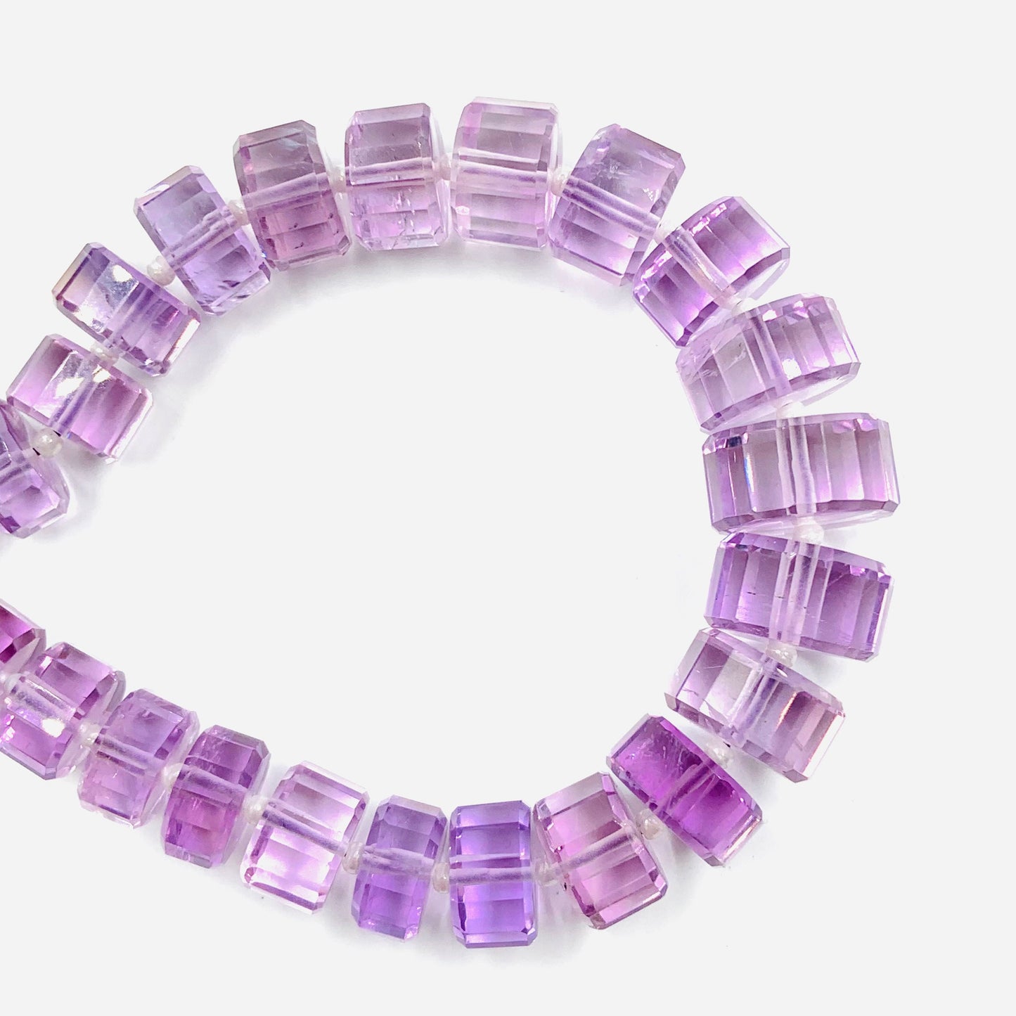 Natural Pink Amethyst Faceted Tyre Beads 15" Strand