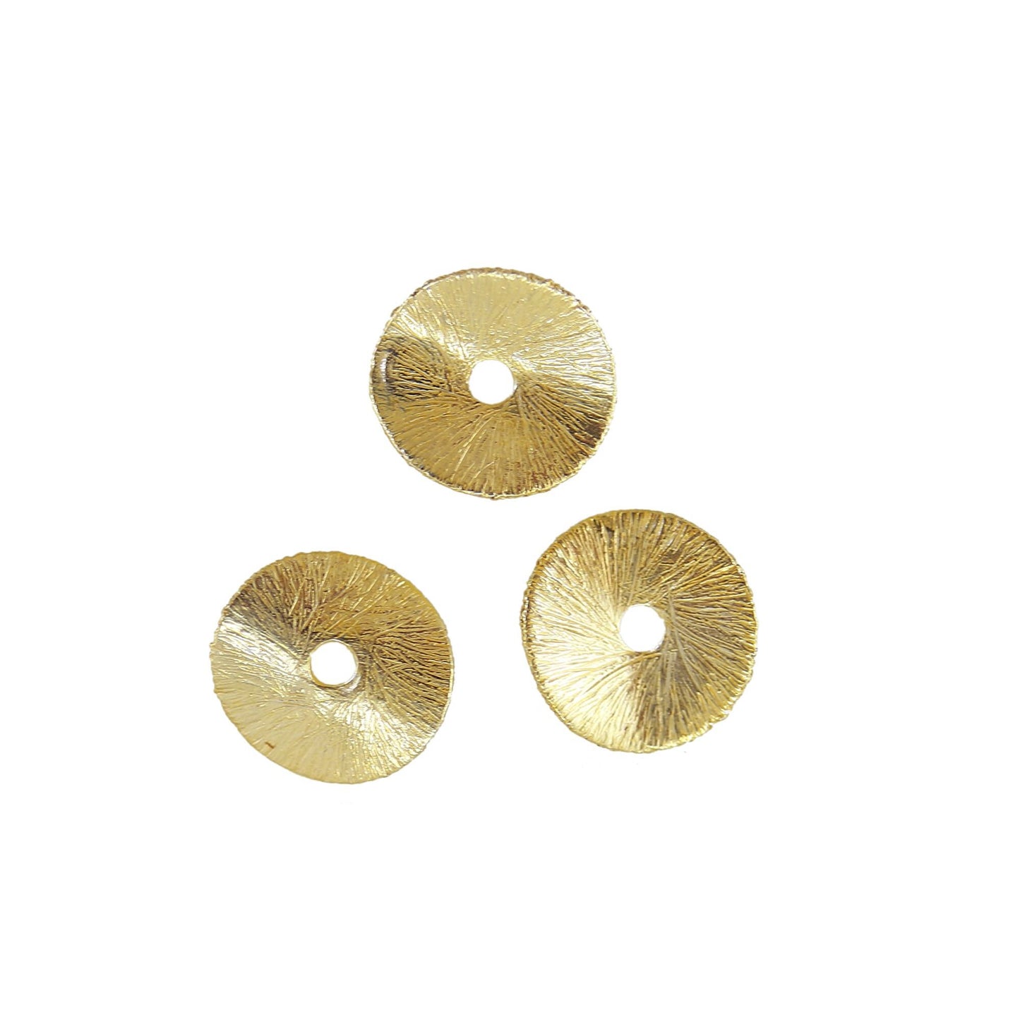 12mm - 20pc Gold Wavy Disk Spacer Beads, Brushed Gold Plated Disc Spacers For Jewelry Making, Heishi Spacers