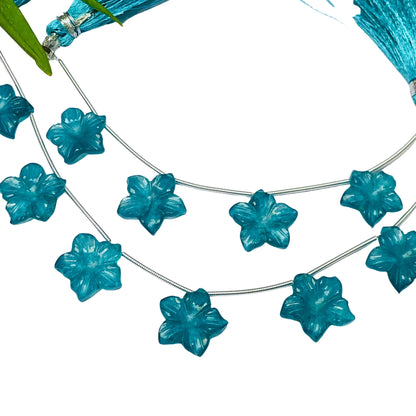 Teal Quartzite Carved Flower Shape Briolette Side Drill Beads ,Teal Quartzite Flower Shape Gemstone beads size 15x15x4 mm handmade gemstone