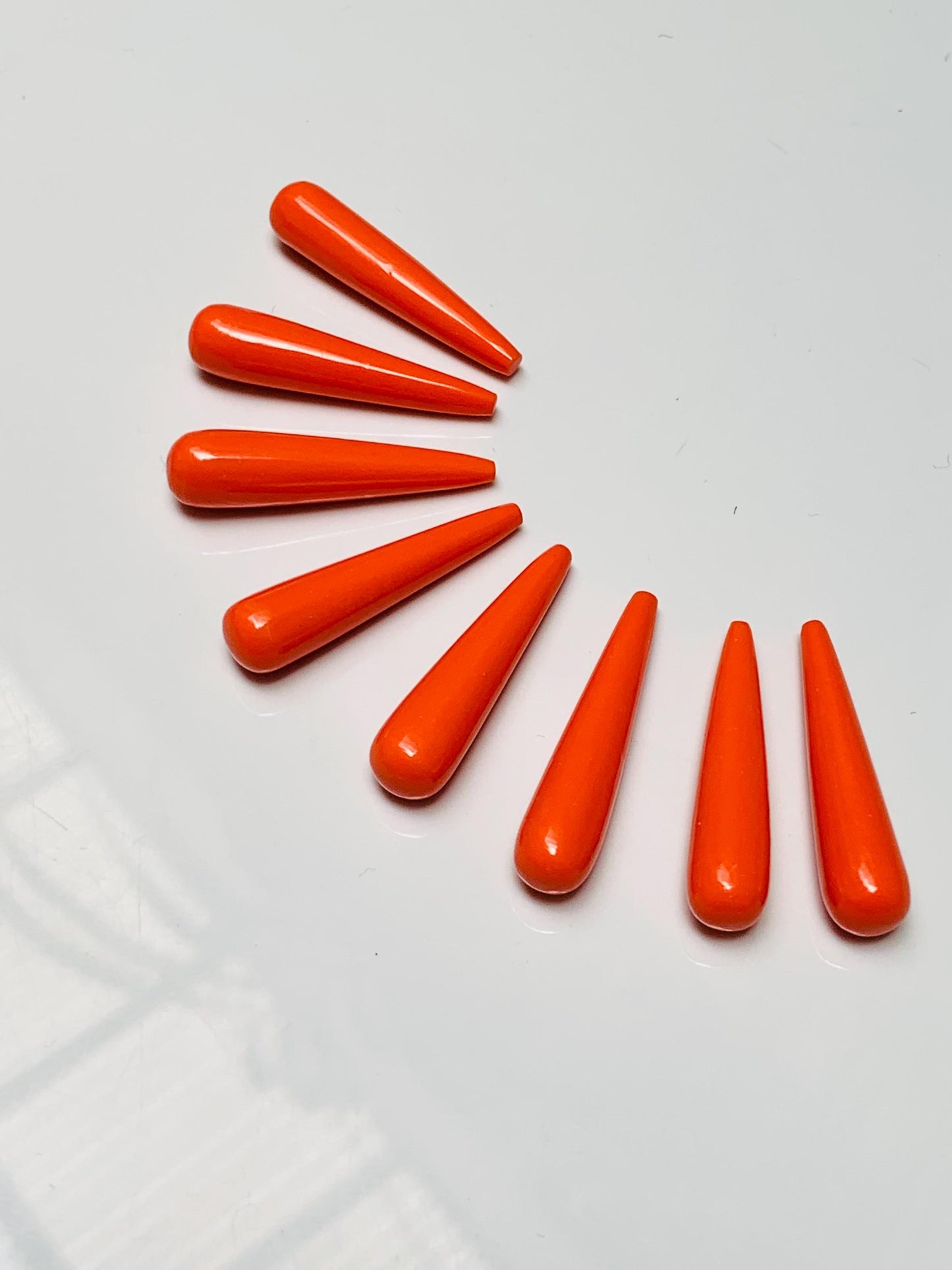 1 Pair Red Coral Smooth Drop Shape Gemstone, Handmade Matching Pair beads, Coral Matched Drops Pairs Jewelry Making Supplies" Size - 7x30mm