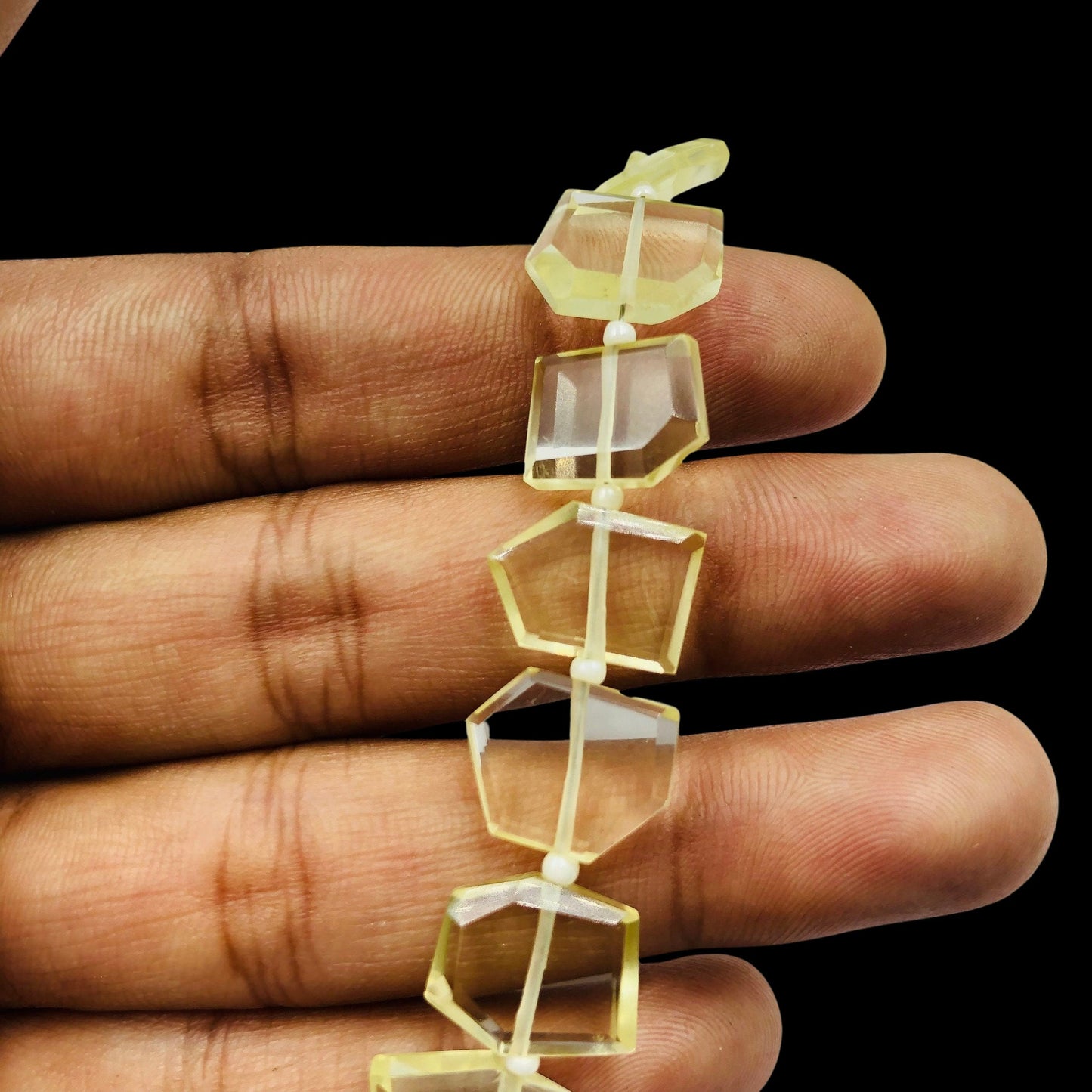 Natural Lemon Quartz Fancy Shape gemstone, Briolette beads, Center Drill beads, Flat Chip beads, Fancy Shape Slice beads, SKU - BBI968