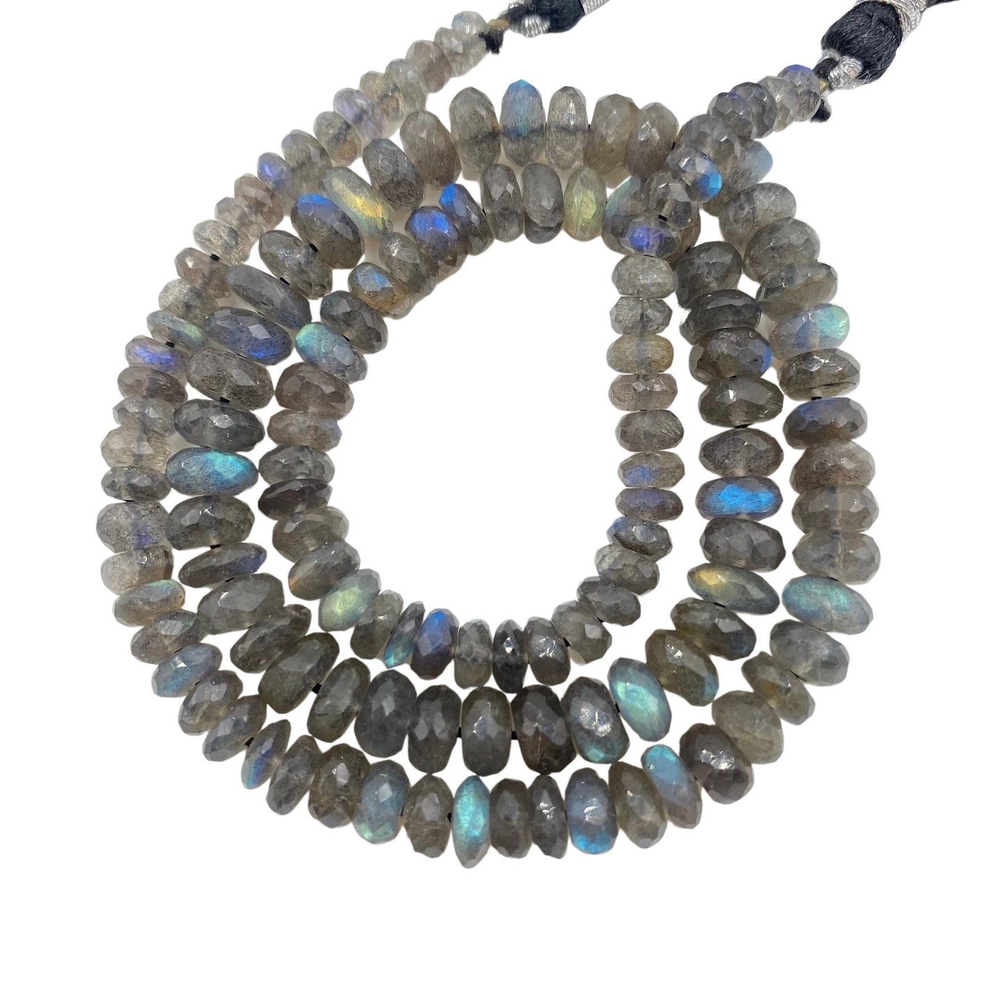 Natural Labradorite Rondelle Beads – AAA Blue Flash Faceted Gemstone 16 Inch for Jewelry Making