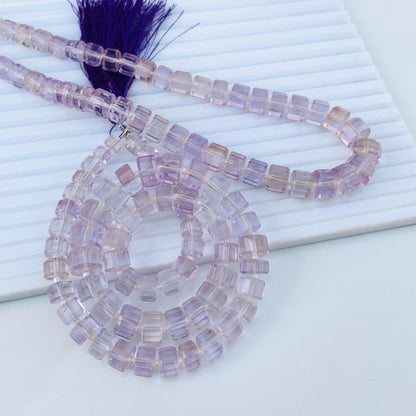 Natural Light Pink Amethyst Faceted Tyre Gemstone Beads 15" Strand